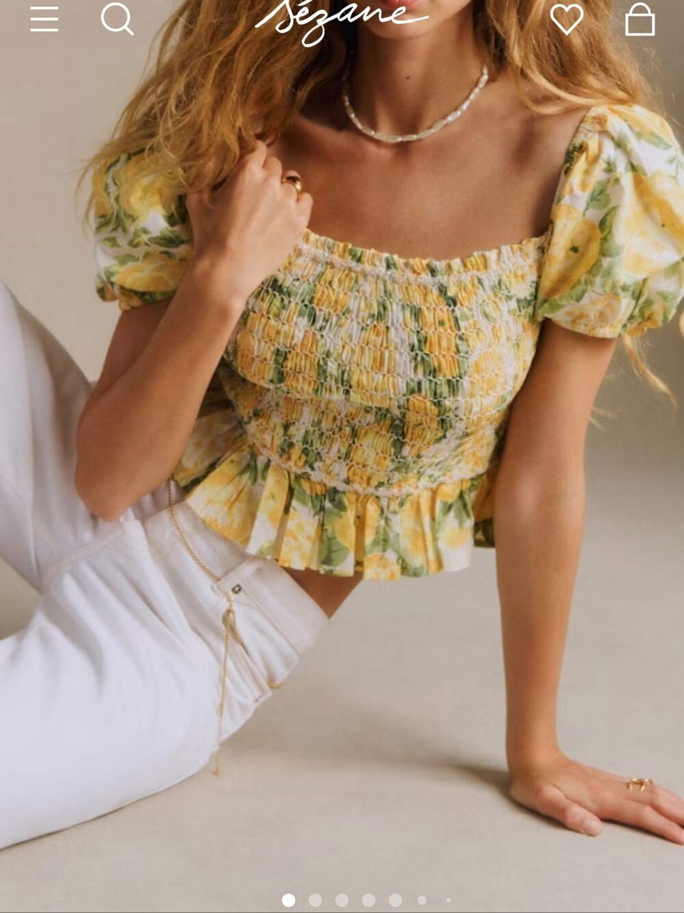 Sezane Charlyne Blouse Andriane Yellow Print - Size 6 NWT - Picture 2 of 7